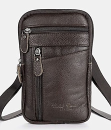 זול -תיק crossbody מעור לגברים - תיק כתף וינטג' רב כיסים לנסיעות ולשימוש יומיומי