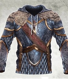 economico -Per uomo Stampe astratte Armatura Felpa con cappuccio Felpe Felpa Felpa con cappuccio pullover Manica lunga Felpa con cappuccio Con cappuccio Streetwear Stampa 3D Giornaliero Sport Argento Stampa