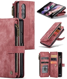 cheap -Phone Case For Samsung Galaxy Z Fold 5 Z Fold 4 Z Fold 3 Wallet Case Flip Zipper Full Body Protective Retro PU Leather