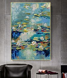 olcso -kézzel készített olajfestmény vászon akril fal művészet dekoráció modern absztrakt kés lótusz tó táj otthoni dekorációhoz hengerelt keret nélküli nyújtatlan festmény