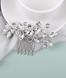 abordables -Cristal mariée mariage peigne à cheveux argent strass mariée pince à cheveux pièce de cheveux scintillante gemme accessoires de cheveux pour femmes et filles (argent)