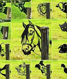 お買い得  -動物メタルガーデンアート装飾、面白いピーピングカウメタルウォール彫刻、耐候性錬鉄アート牛サイン、屋外ガーデンファームハウス装飾、牛壁装飾。