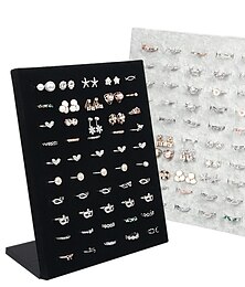 abordables -vitrine de velours présentoirs de bagues de bijoux support de planche de support boîte de rangement organisateur de plaque