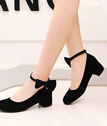 cheap -Girls' Heels Daily Dress Shoes Heel Cosplay Lolita Synthetics Breathability Non-slipping Height-increasing Big Kids(7years +) Party Birthday Daily Walking Shoes Bowknot Crystal / Rhinestone Black Red