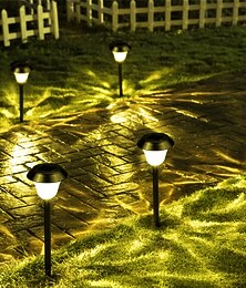 economico -4pcs luci solari per esterni luci da giardino a led per patio colore acciaio inossidabile integrato lampada sotterranea lampada da prato lampada per illuminazione notturna lampada per decorazioni per