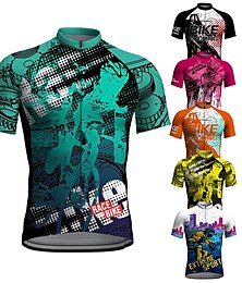 voordelige -Voor heren Wielrenshirt Korte mouw Fietsen Shirt Kleding Bovenlichaam met 3 achterzakken Bergracen Wegwielrennen Ademend Sneldrogend Vochtregelerend Reflecterende strips Zwart Wit Geel Grafisch