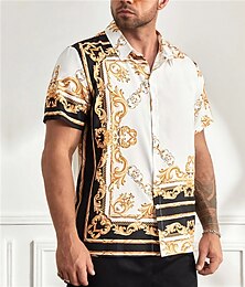economico -Per uomo Plus Size Camicia hawaiana Grande e alto Floreale Collo ripiegabile Stampa Manica corta Primavera estate Tropicale Di tendenza Hawaiano Esterno Strada Top