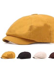 baratos -Homens Chapéu de Boina chapéu de jornaleiro Preto Amarelo Algodão Roupa de rua à moda Casual Ao ar livre Diário Para Noite Tecido Filtro Solar