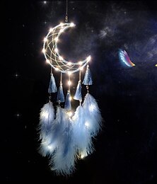 abordables -attrape-rêves en forme de lune avec guirlandes lumineuses pour chambre tenture murale décoration fille coeur rêve chambre décorations lumières créatives noël mariage salon balcon ramadan eid festival