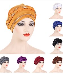 abordables -8 colores mujeres musulmanas gorras interiores trenzadas bandanas hijab comodidad moda turbante sombrero colorido quimio sombreros cabeza usando turbante