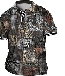 preiswerte -Herren Übergröße Poloshirt Groß und hoch Farbblock Umlegekragen Bedruckt Kurzarm Frühling Sommer Sport Modisch Strassenmode Designer Outdoor Strasse Oberteile