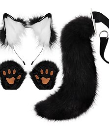 cheap -Fox Tail Clip Cat Ears Wolf Paws Gloves Cosplay Costume Halloween Fancy Party Costume Accessories