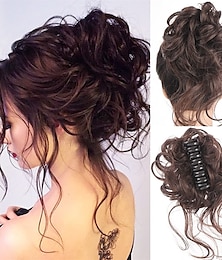 economico -artiglio chignon disordinato pezzi di capelli clip di capelli ricci ondulati chignon clip in posticci arruffato updo ciambella chignon capelli sintetici capelli finti coda di cavallo per le donne