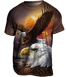 olcso -Férfi Póló Pólók Grafika Állat Sas Terített nyak Ruházat 3D nyomtatás Szabadtéri Hétköznapi Napi Sport Rövid ujjú Nyomtatott Szüret Divat Dizájn