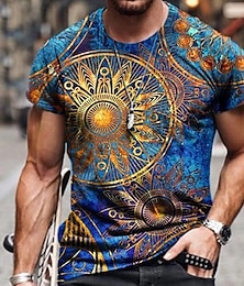 billige -Herre T-shirt T-Shirts Grafisk Blomster Boheme Rund hals Tøj 3D-udskrivning udendørs Afslappet Kortærmet Trykt mønster Årgang Mode Designer