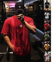 abordables -Hombre Camisa de gimnasia Camisa de entrenamiento Camiseta para correr Manga Corta Camiseta Deportivo Ropa Deportiva Otoño Algodón Transpirable Suave Sudar Reductor del Sudor Baloncesto Correr