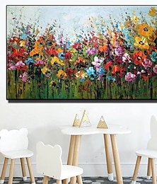 billiga -stor storlek oljemålning 100 % handgjord handmålad väggkonst på duk horisontell abstrakt färgglad blommig landskap heminredning inredning rullad duk utan ram osträckt
