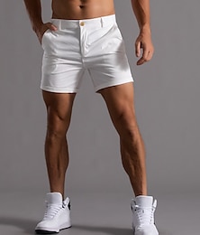 baratos -Homens Calção Shorts Chino Bermudas Shorts de trabalho Bolsos Tecido Conforto Respirável Curto Diário à moda Casual Preto Branco Micro-Elástica