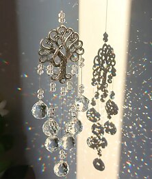 abordables -verre clair boule de cristal prismes attrape-soleil arbre de vie fenêtre ornement suspendu arc-en-ciel fabricant ornement suspendu cristal jardin pendentif pour la maison décoration de jardin de mariage