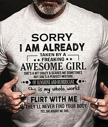 halpa -Miesten T-Paita - Hauska Graafinen T-paita Hänelle jossa on "Anteeksi Olen Ota Yksi Upea Tyttö" ja "Älä Flirttaile Kanssani" Huumori