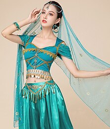 お買い得  -ベリーダンス ダンスアクセサリー 帽子 捺染 スプライシング スパンコール 女性用 性能 訓練 チュール