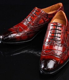 levne -pánské oxfordské boty z umělé kůže - krokodýlí vzor s brogue detaily, ideální pro formální události a obchodní oblečení