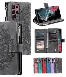 levne -telefon Carcasă Pro Samsung Galaxy S23 S22 S21 S20 Plus Ultra A54 A34 A14 A73 A53 A33 A72 A71 A12 A32 A52 Samsung A13 5G A51 Pouzdro na peněženku Flip Peněženka Zip Kachlička TPU PU kůže