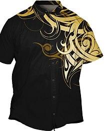 Недорогие -Муж. Большие размеры Гавайская рубашка Большой и высокий Графические принты Отложной Пуговицы С короткими рукавами Весна лето тропический Мода Гавайский на открытом воздухе Отпуск Верхушки