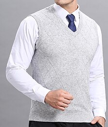 abordables -Homme Pull Gilet Robe pull Pull en laine Pull Tricoter Tricoté Plaid Col V mode Style vintage Vêtement Tenue Automne Hiver bleu marine Gris Clair S M L