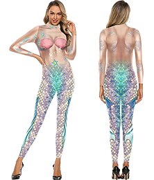 preiswerte -Zentai-Anzüge Cosplay Kostüm Bodysuit Meerjungfrau Karnevalskostüm Ganzkörperanzug Damen Cosplay Sexy Kostüm Meerjungfrau Elasthan Lycra Kostüm für Halloween Karneval Maskerade Erwachsene