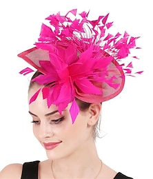 economico -fascinators sinamay Matrimonio Tè Kentucky Derby Corsa di cavalli Festa delle donne Vintage Di tendenza Fatto a Mano Con Piume Copricapo Copricapo