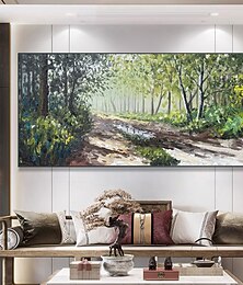 abordables -peinture à l'huile faite à la main toile art mural décor abstrait peinture de forêt verte peinture de paysage originale pour la décoration intérieure avec cadre étiré / sans peinture de cadre