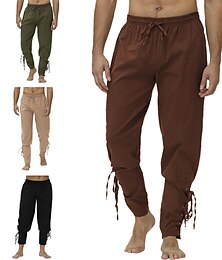 abordables -Homme Pantalon Jogger Pantalon Pantalons décontractés Cordon Taille elastique Couleur unie Scène Vêtement de rue Mode Punk et gothique Ample Noir Blanche