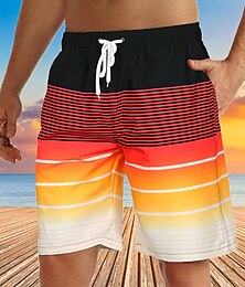 baratos -Homens Bermuda de Surf Shorts de Natação Calção Justo de Natação Shorts de verão Shorts de praia Com Cordão com forro de malha Cintura elástica Gráfico Listra Respirável Secagem Rápida Curto Casual