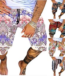 cheap -Men's Swim Shorts Shorts Board Shorts Beach Shorts Drawstring Elastic Waist Graphic Comfort Breathable Knee Length Outdoor Holiday Going out Cotton Blend Boho Streetwear 1 2