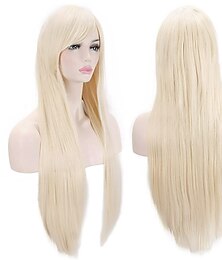 abordables -Perruques 32 80 cm longues et droites perruque de mode anime pour femmes perruques de fête cosplay d'Halloween