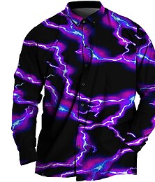 preiswerte -Herren Übergröße Hemd Groß und hoch Grafikdrucke Umlegekragen Knöpfe Langarm Frühling & Sommer Sport Mode Streetwear Designer Outdoor Urlaub Oberteile