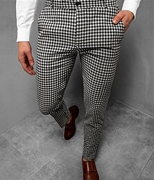 preiswerte -Herren Hose Hosen Chinesisch Chino Jogginghosen Karierte Anzughose Tasche Gitter Atmungsaktiv Draussen In voller Länge Geschäft Täglich Klassisch Smart Casual Schwarz Blau Mikro-elastisch
