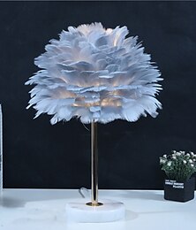economico -Lampada Piuma Luce Nord Europa Lampada Da Tavolo Piuma Di Lusso In Marmo Americana Creativa Lampada Da Comodino Per Camera Da Letto Della Principessa