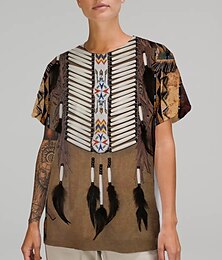 billige -amerikansk indianer Amerikansk indianer T-skjorte Trykt mønster Graphic T-Trøye Til Par Herre Dame Voksne 3D-utskrift Fritid / hverdag