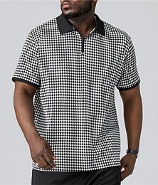 preiswerte -Herren Übergröße Poloshirts Groß und hoch Karomuster Umlegekragen Knöpfe Kurzarm Frühling & Sommer Sport Mode Streetwear Designer Outdoor Urlaub Oberteile