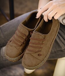 baratos -sapatos femininos de camurça marrom sem cadarço – tênis casuais confortáveis com tiras elásticas para uso diário e atividades ao ar livre