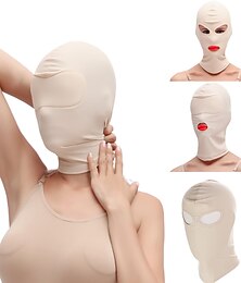 preiswerte -Full Cover Zentai Kapuzenmaske elastisch schwarz atmungsaktiv offene Augen offener Mund Maske BDSM Bondage Cosplay Kostüm Kapuze Unisex Kopfbedeckung