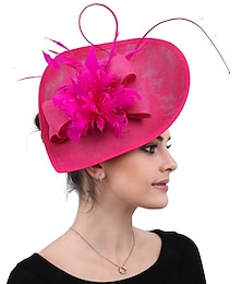 billige -fascinators polyester Bryllup Te Fest Kentucky Derby Hesteløp Damenes dag Årgang Elegant dame Med Fjær Sløyfe Hodeplagg Hodeplagg