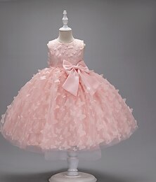 economico -Bambino Da ragazza Abito da damigella Vestito da festa Farfalla Senza maniche Matrimonio Feste Abito da battesimo Da principessa Poliestere Abito da principessa rosa Abito da ragazza di fiori Estate