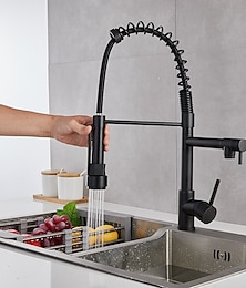economico -miscelatore lavello cucina con doccetta estraibile, rubinetteria monocomando estraibile, rubinetto girevole acqua calda fredda 360° in ottone cromato dorato nero
