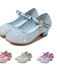 levne -Dívčí Cosplay boty Podpatky Glittery cosplay Podpatky Cosplay Lolita Guma PU cosplay Velké děti (7 let +) Malé děti (4-7ys) Škola Párty Narozeniny Chůze Venkovní Přezky Fialová Růžová Modrá Podzim