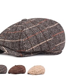 economico -Per uomo Berretto cappello Cappello da strillone Berretto in tweed Beige Caffè Poliestere Streetwear Moda La moda degli anni '20 Esterno Giornaliero Per uscire Reticolo Crema solare