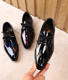 cheap -Boys Oxfords Daily Dress Shoes Formal Shoes PU Breathability Non-slipping Big Kids(7years +) Little Kids(4-7ys) School Wedding Casual Walking Shoes Dancing Lace-up Red Blue Grey Fall Spring