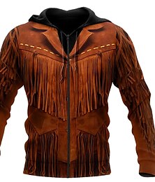 economico -Per uomo Stampe astratte Felpa con cappuccio Felpe Felpa Felpa con cappuccio a zip intera Manica lunga Felpa con cappuccio Con cappuccio Streetwear Stampa 3D Sportivo Giornaliero Sport Marrone